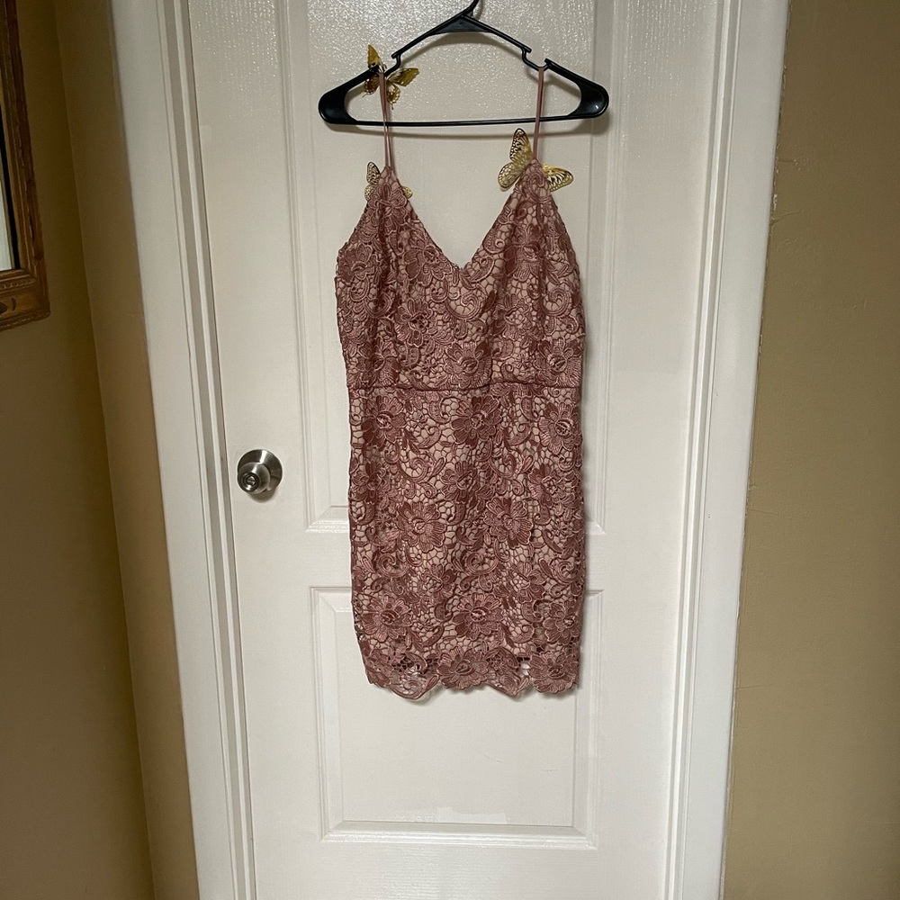 Express Pink Slip Mini Dress with Spaghetti Straps